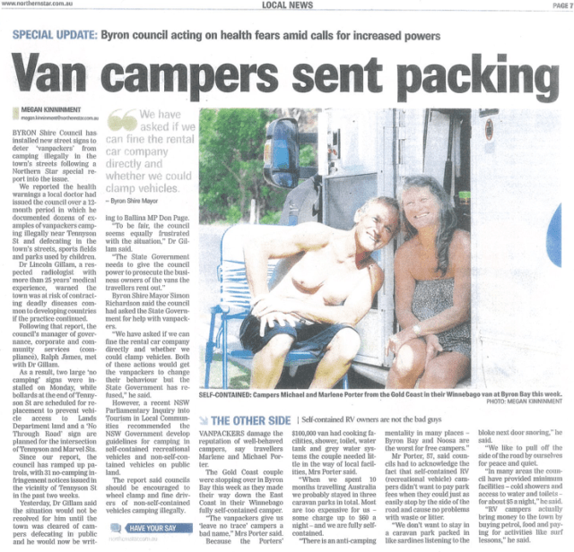 byron van packing illegal campingScreen Shot 2014-03-21 at 1.01.03 pm